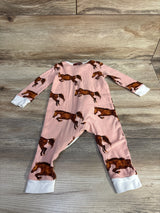 Milkbarn Natural Horse Organic Zipper Pajama Pink sz 6-9m