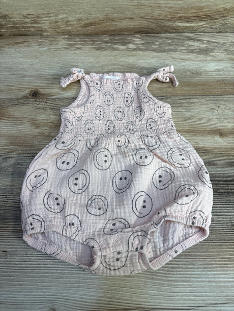 Grayson Mini Smiley Face Smocked Romper Pink sz 12m - Me n Mommy To Be