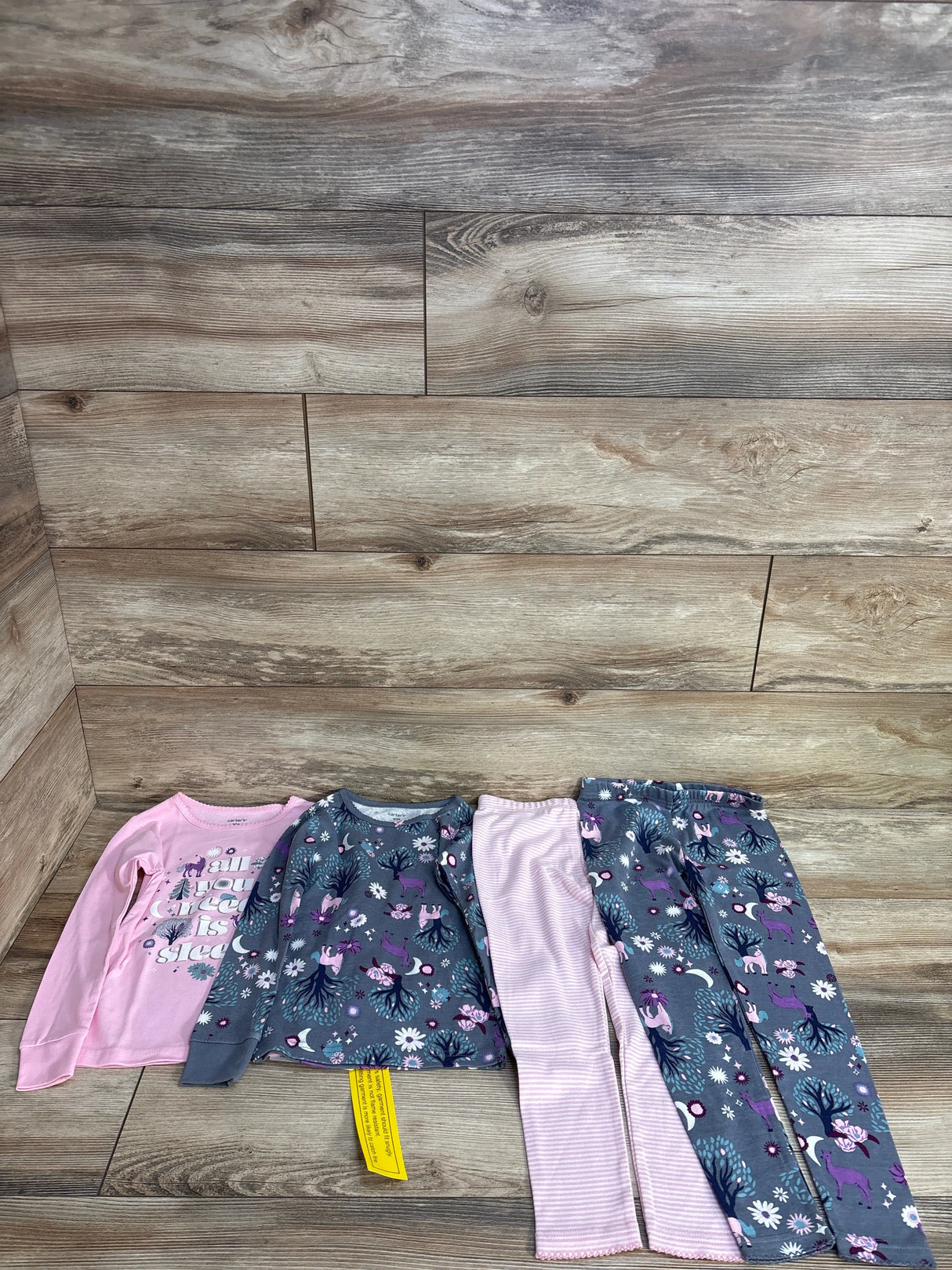 NEW Carter's 4pc Pajama Set Grey/Pink sz 5T