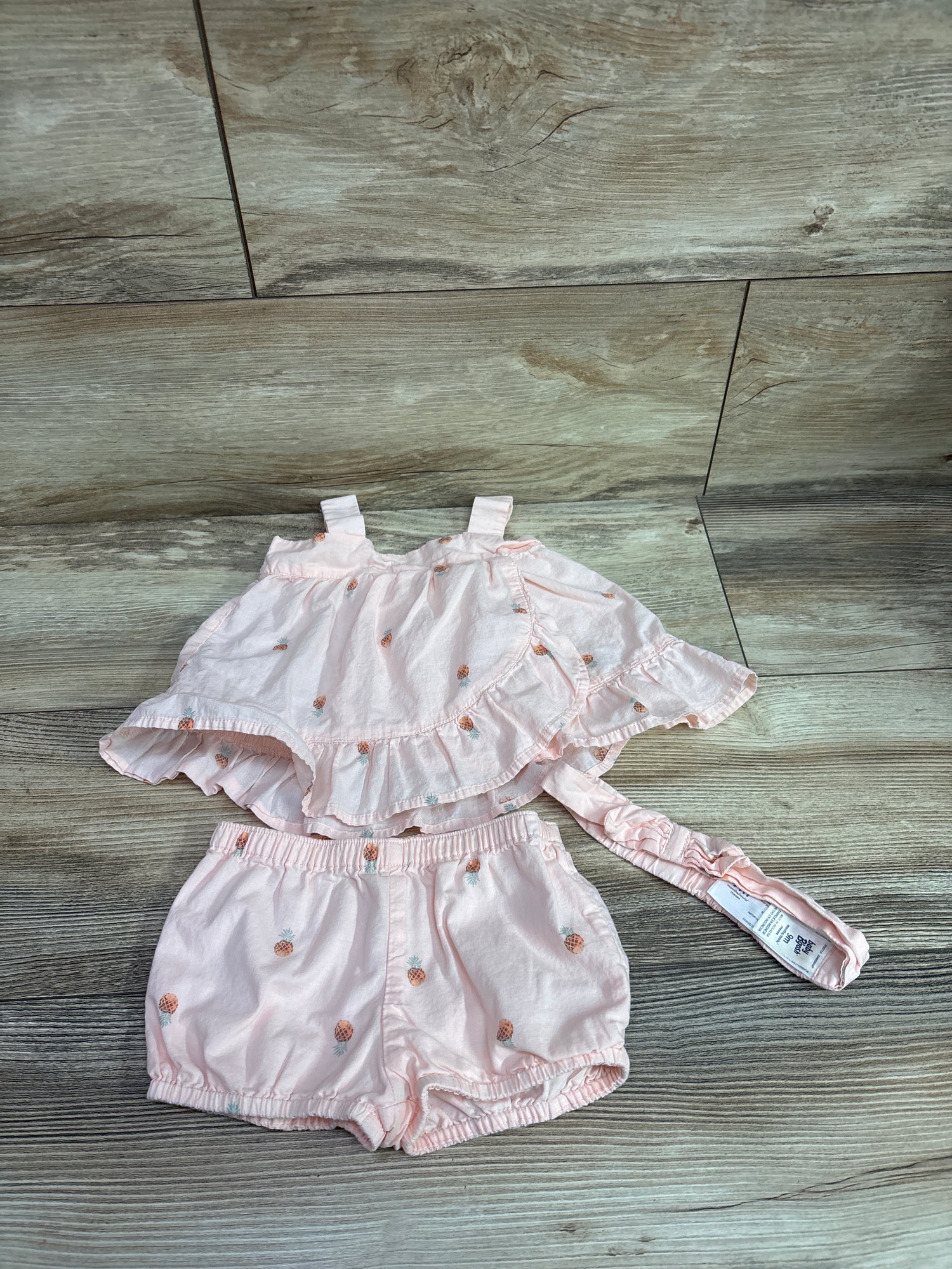 Oshkosh 3pc Pineapple Tank Top & Shorts Set Pink sz 9m