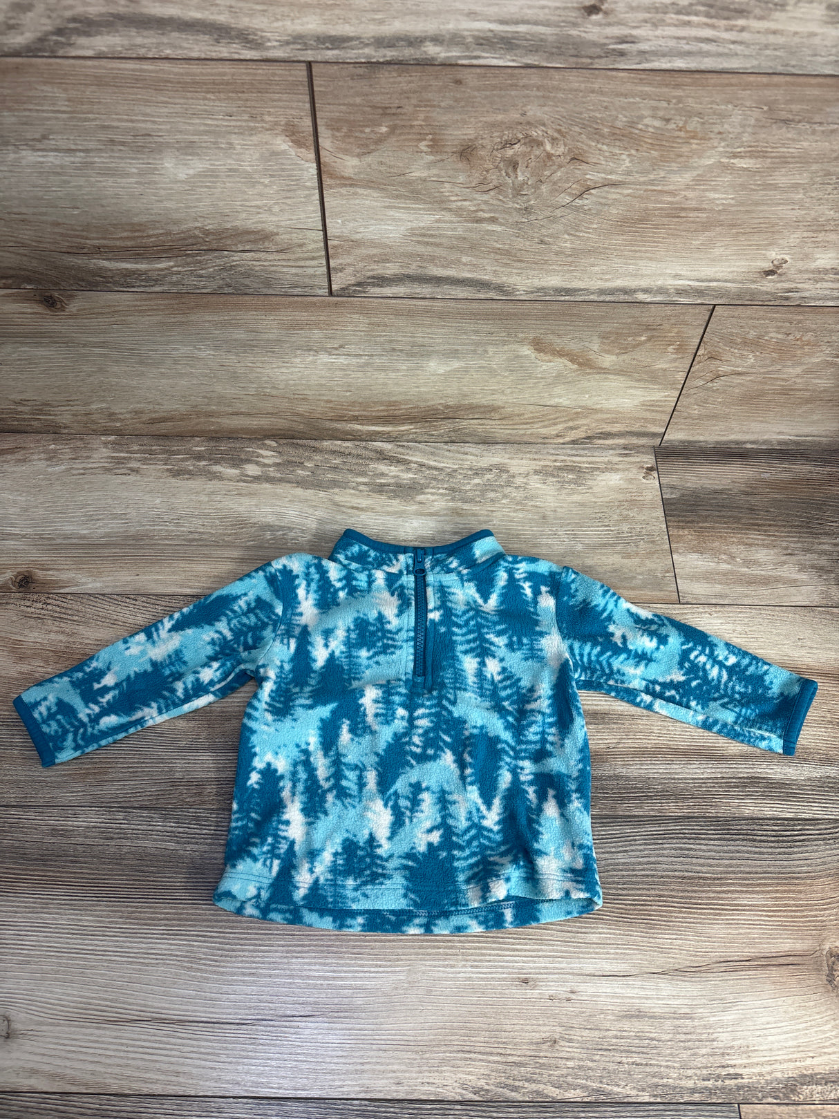 Cat & Jack 1/4 Tree Print Fleece Pull Over Blue sz 12m