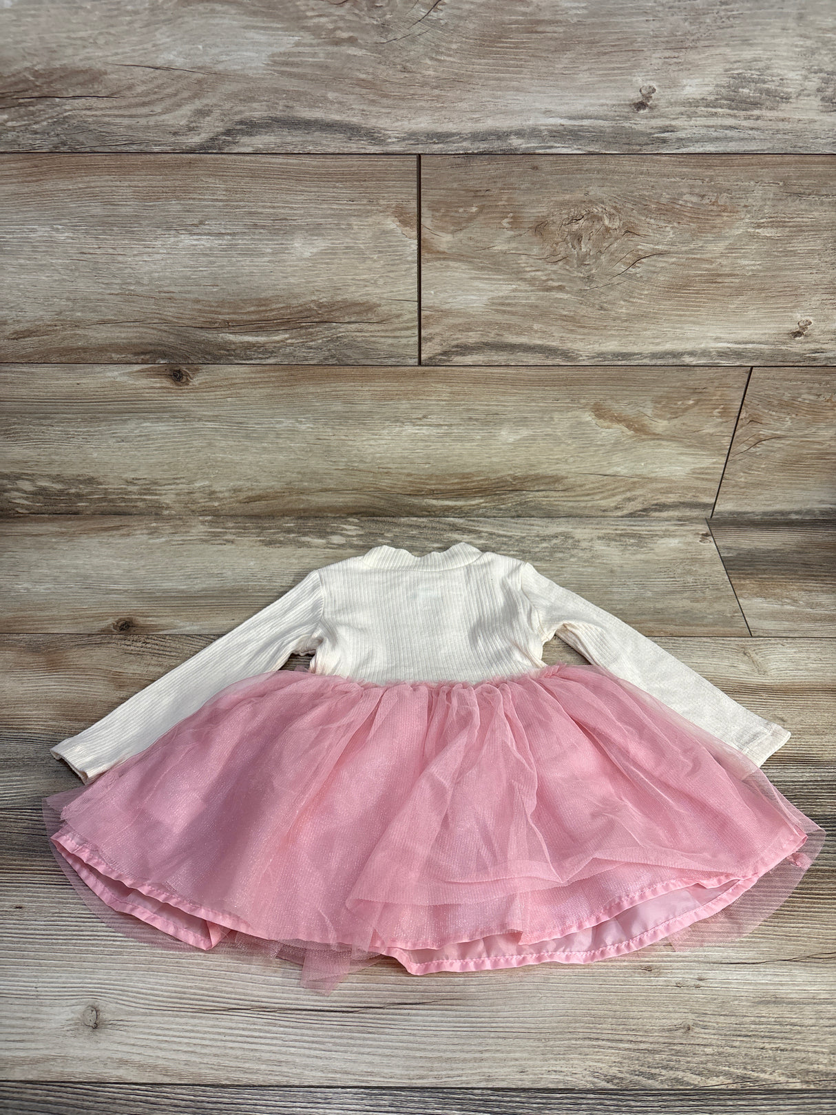 Disney Junior Ribbed Tulle Long Sleeve Dress Cream sz 18m