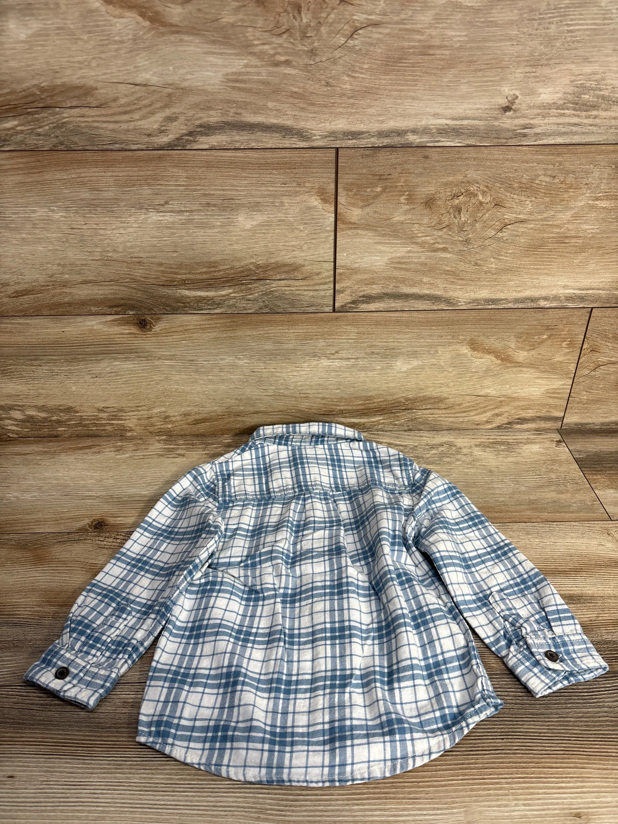 Cat & Jack Tartan Plaid Button Up Flannel Blue 3T