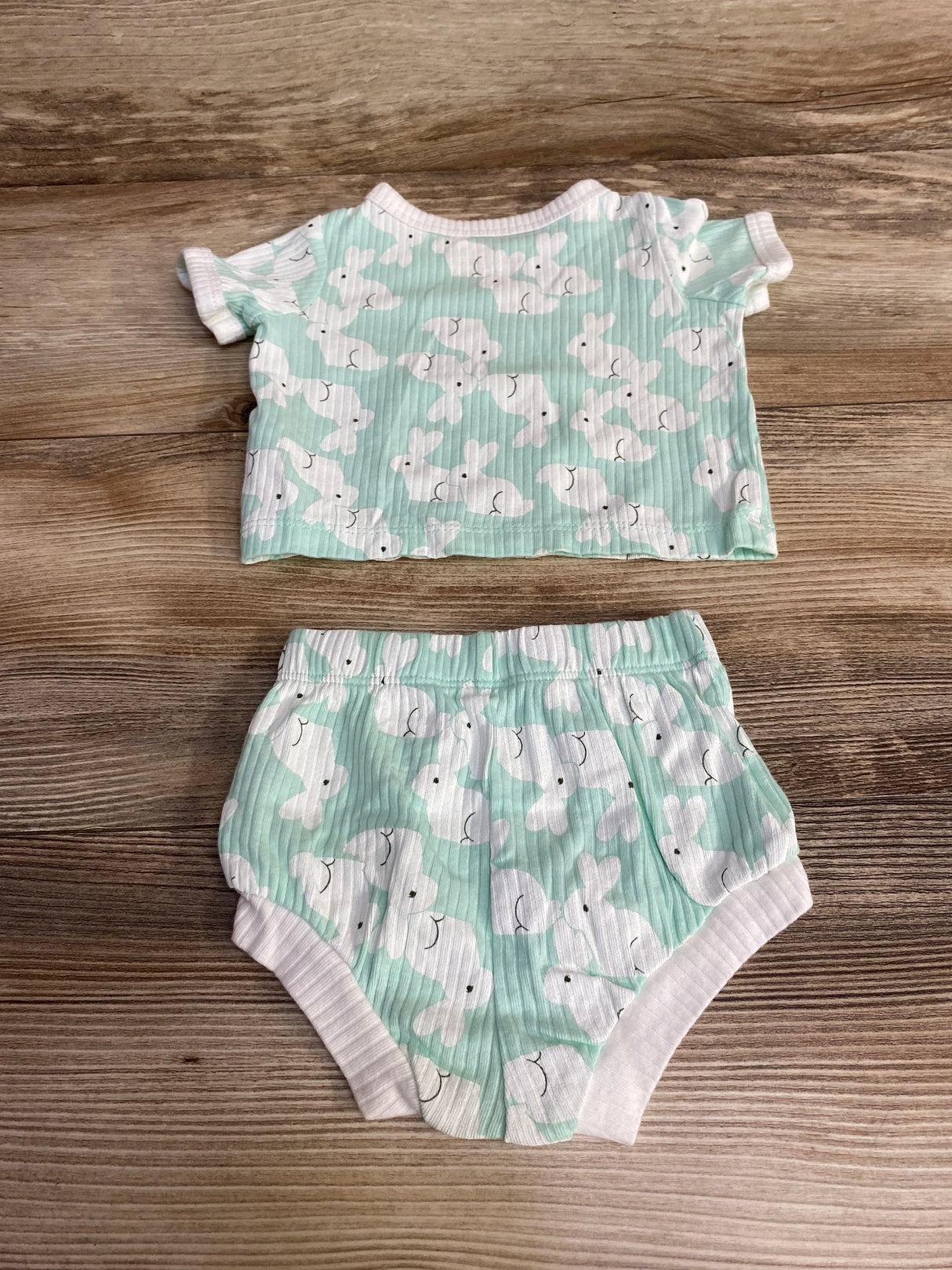 Cat & Jack 2pc Bunny Print Shirt & Shorts Mint sz 0-3m