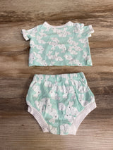 Cat & Jack 2pc Bunny Print Shirt & Shorts Mint sz 0-3m