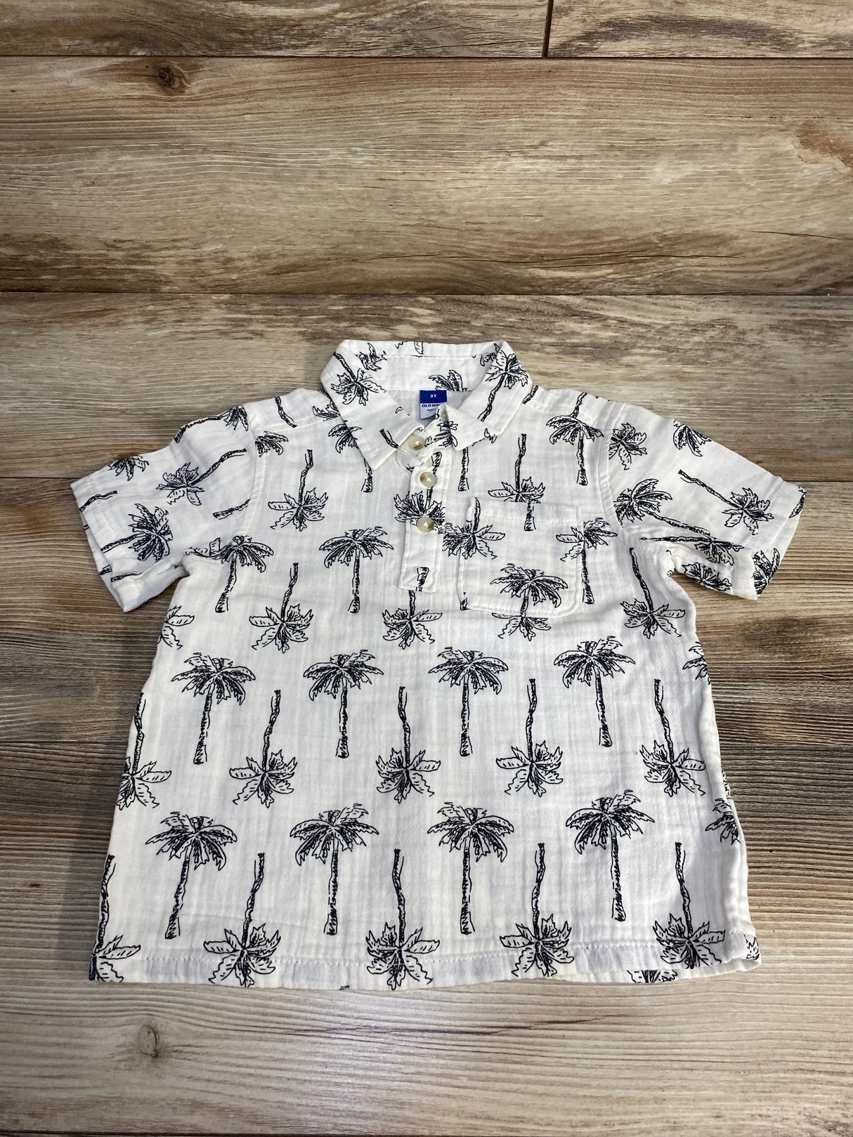 Old Navy Palm Tree Print Shirt White sz 3T