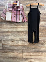Shein Plaid Jacket & Unitard Set Pink sz 12-18m