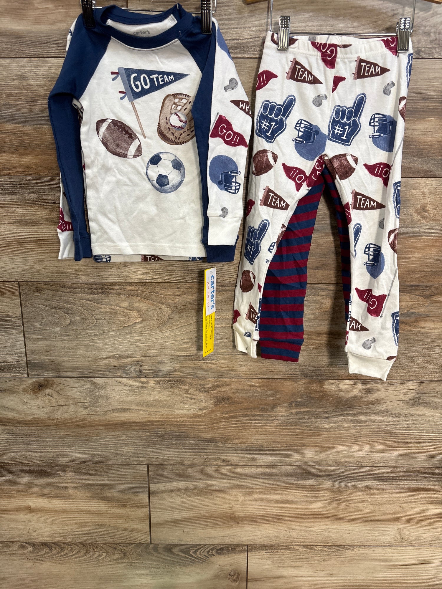 NEW Just One You 4pc Pajama Set Footballs Navy/White sz 3T