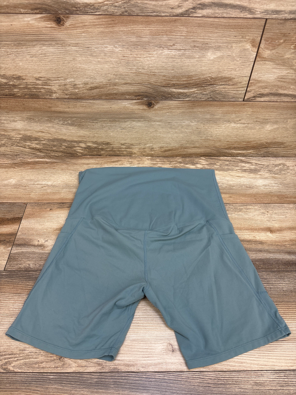 Poshdivah Over The Belly Yoga Shorts Teal sz Large