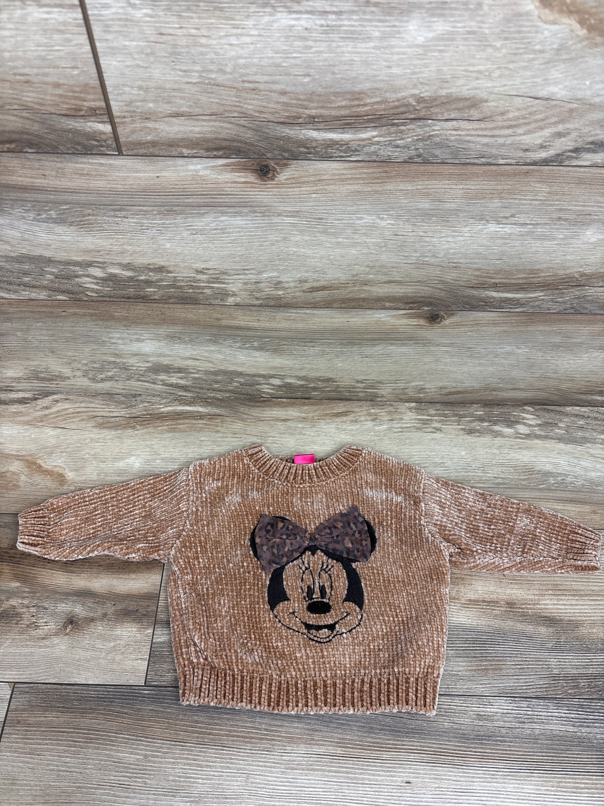 Disney Junior Minnie Mouse Velour Knit Sweater Brown sz 12m
