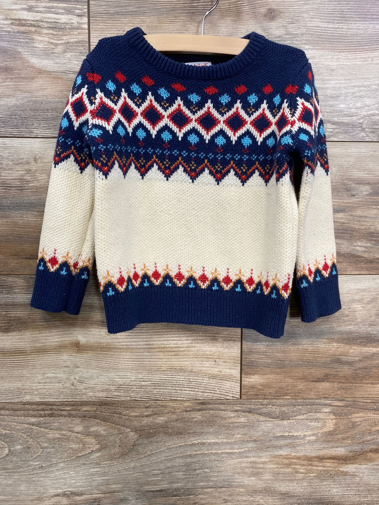 Cat & Jack Fair Isle Chunky Knit Sweater Navy sz 3T