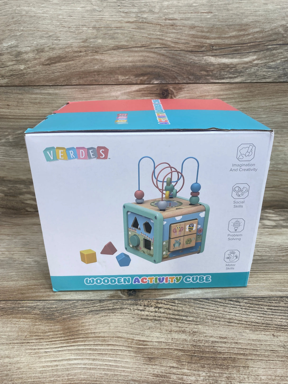 NEW Verdes Activity Wooden Cube