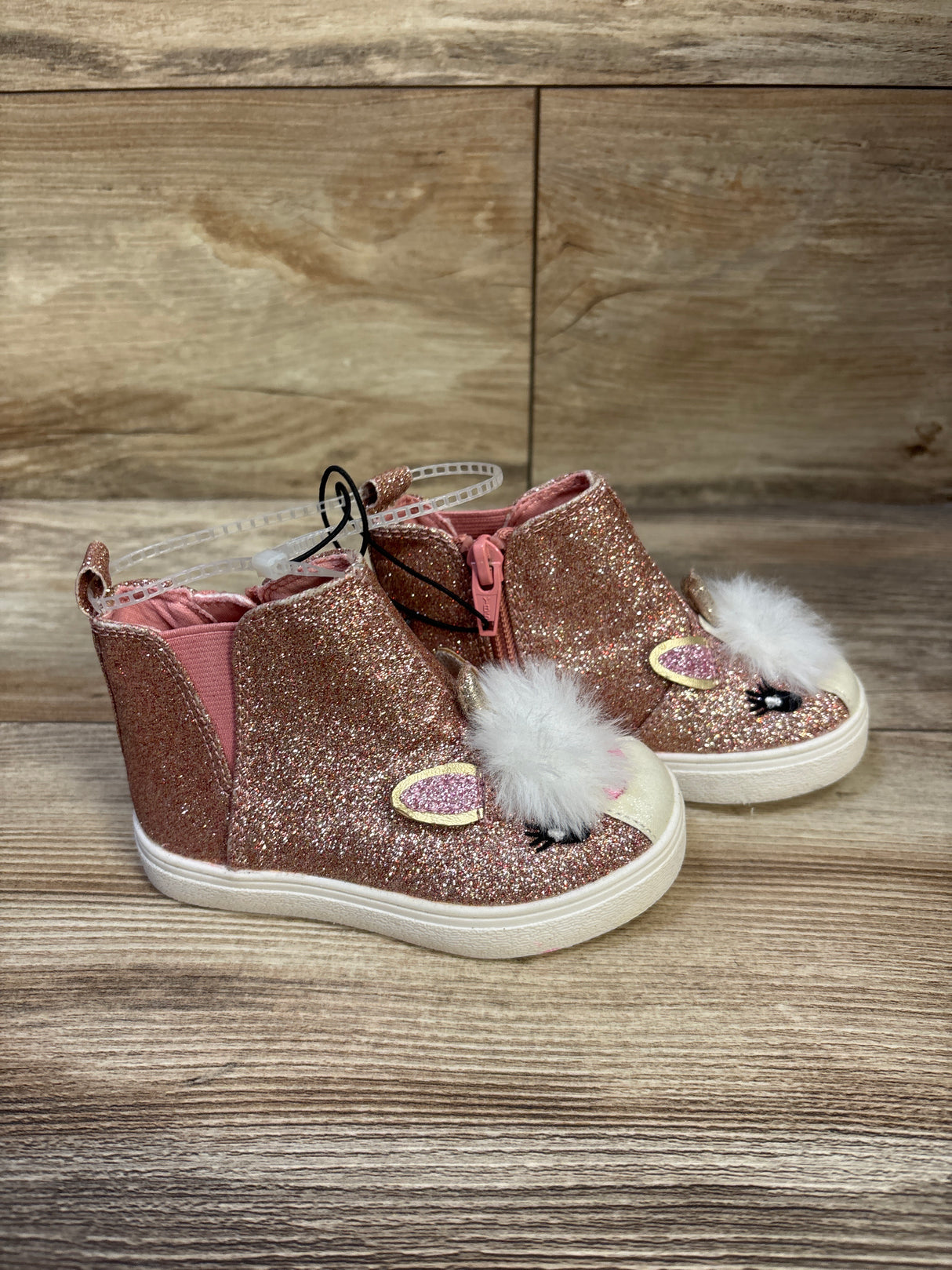 NEW BC Footwear Glitter Unicorn Slip-On Boots Pink sz 6c