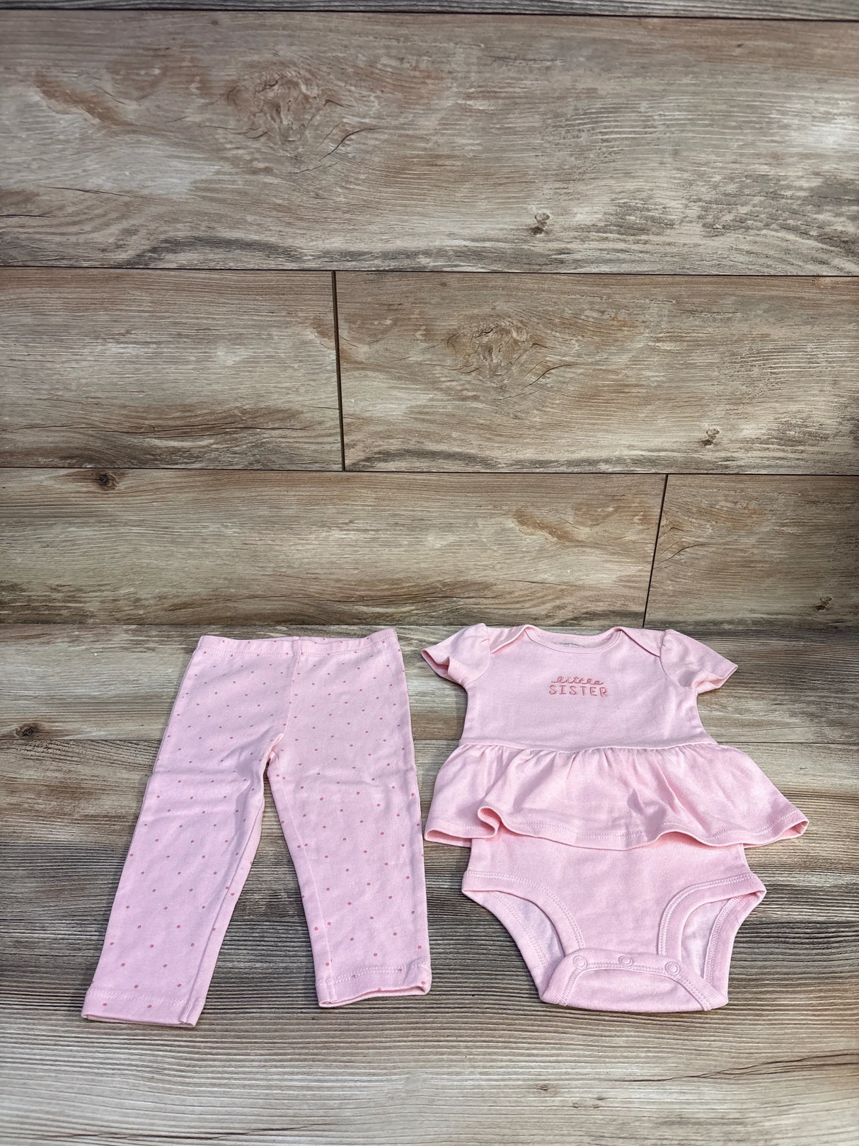 Just One You 2pc Little Sister Bodysuit & Pants Pink sz 12m