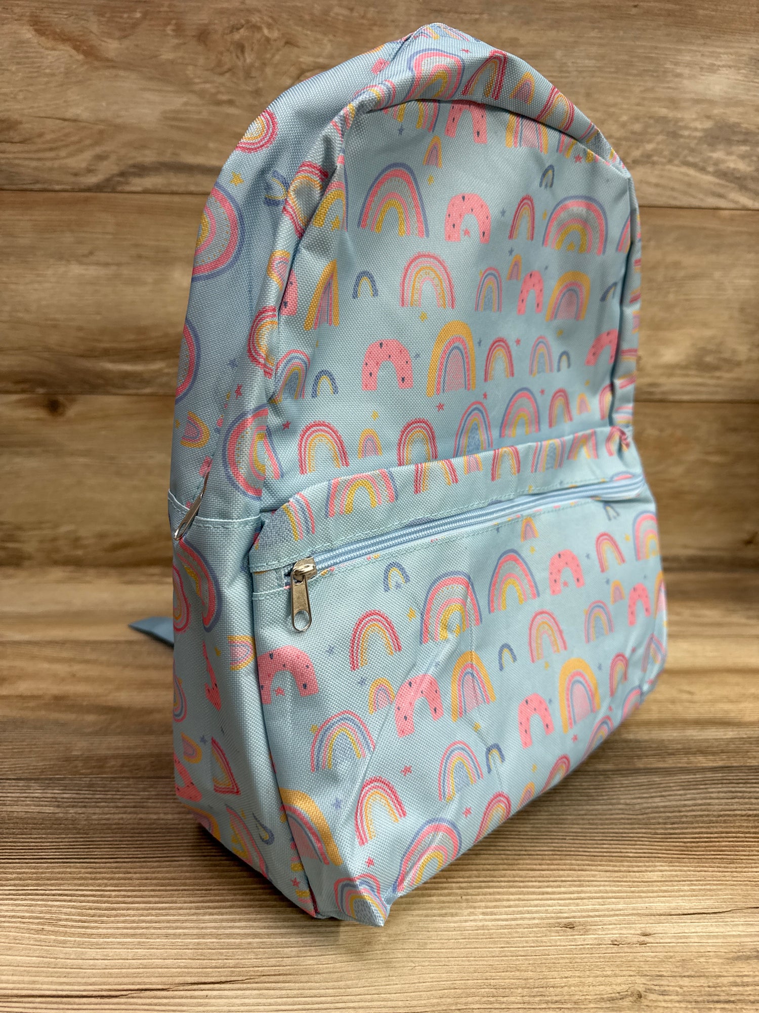 Amylove Rainbow Print School Backpack 15'' Blue