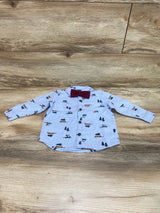Old Navy Tree Print Button Up Shirt & Bowtie Blue sz 12-18m - Me n Mommy To Be