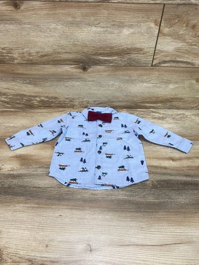 Old Navy Tree Print Button Up Shirt & Bowtie Blue sz 12-18m - Me n Mommy To Be