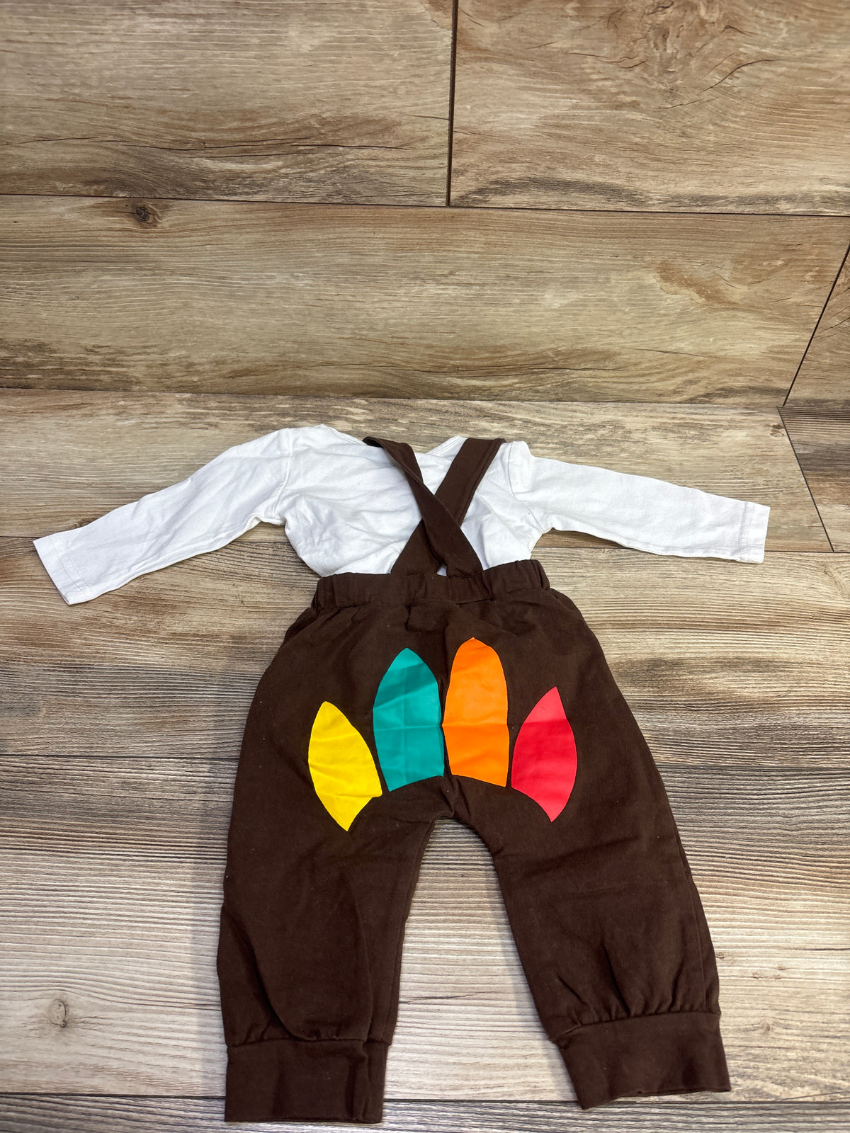BemeyourBBs 2pc My First Thanksgiving Bodysuit & Overalls White sz 6-9m