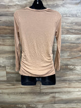 Motherhood Maternity Long Sleeve V-Neck Shirt Tan sz Medium