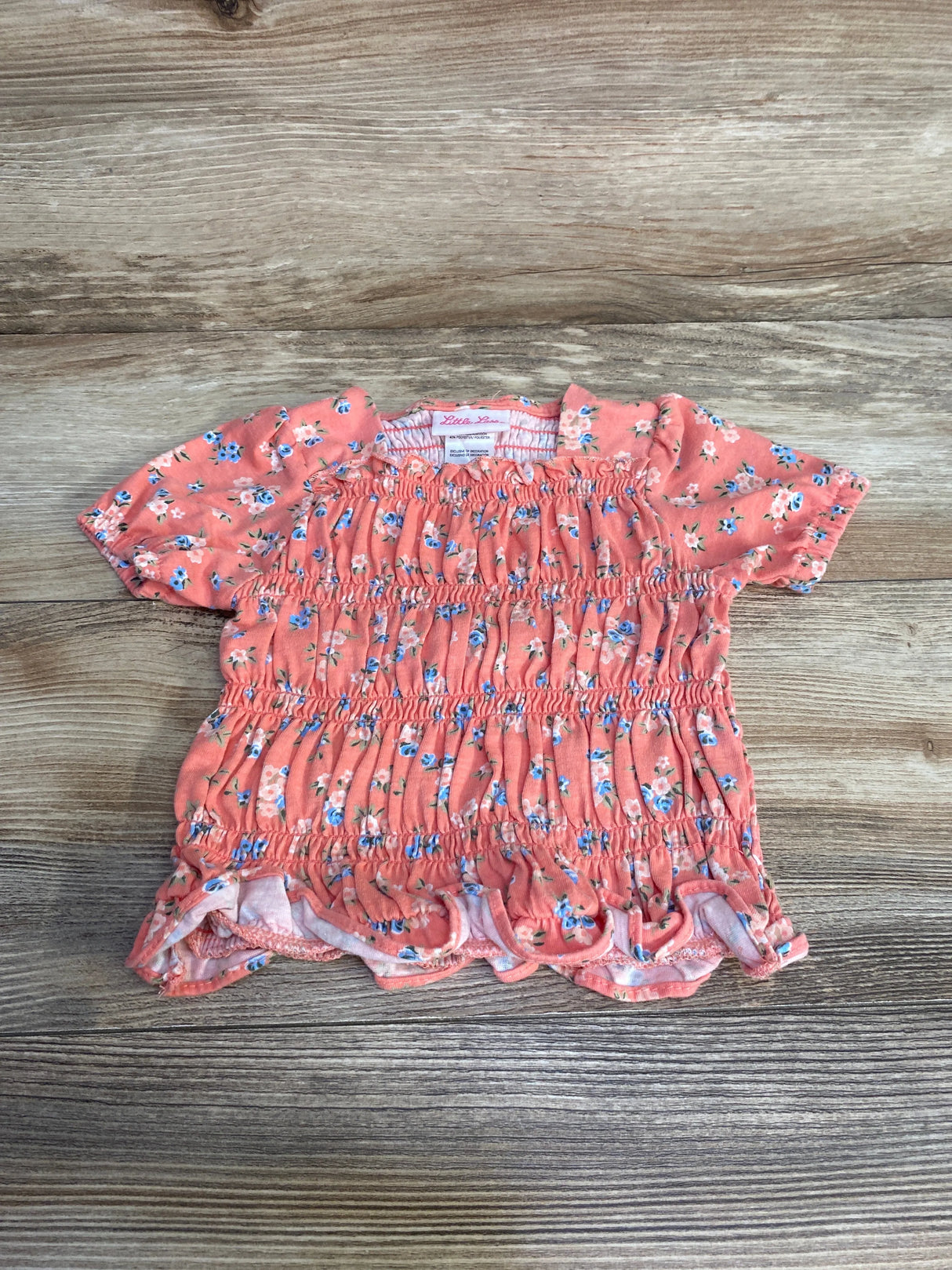 Little Lass Smocked Floral Shirt Pink sz 24m