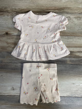 Carter's 2pc Fruit Print Ribbed Peplum Top & Shorts Set Peach sz 2T