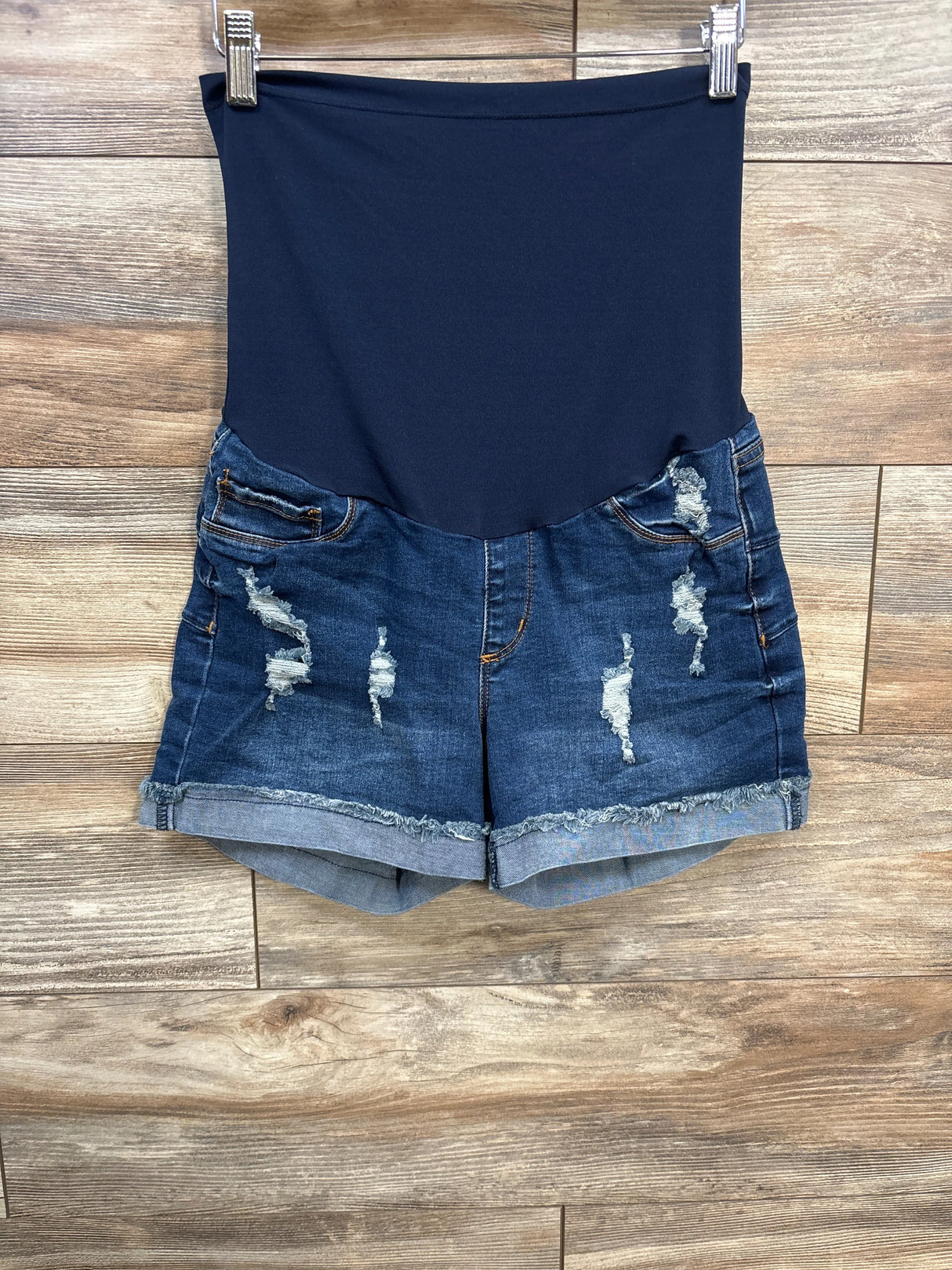 S.O.N.G. Maternity Distressed Denim Shorts Blue sz Small