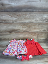 Just Lizzy 3pc Butterfly Dress, Knit Dress, & Headband Set Pink sz 12m