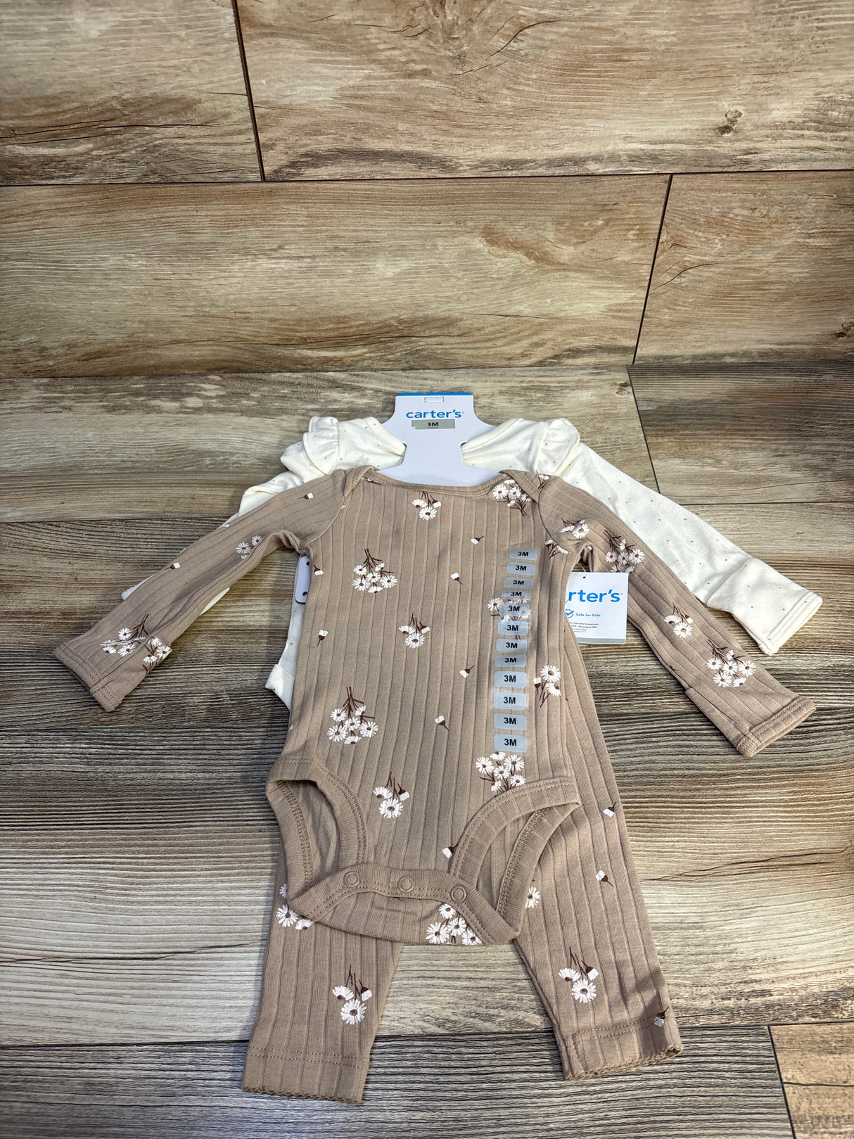 NEW Carter's 3pc Bodysuit Set Beige sz 3m