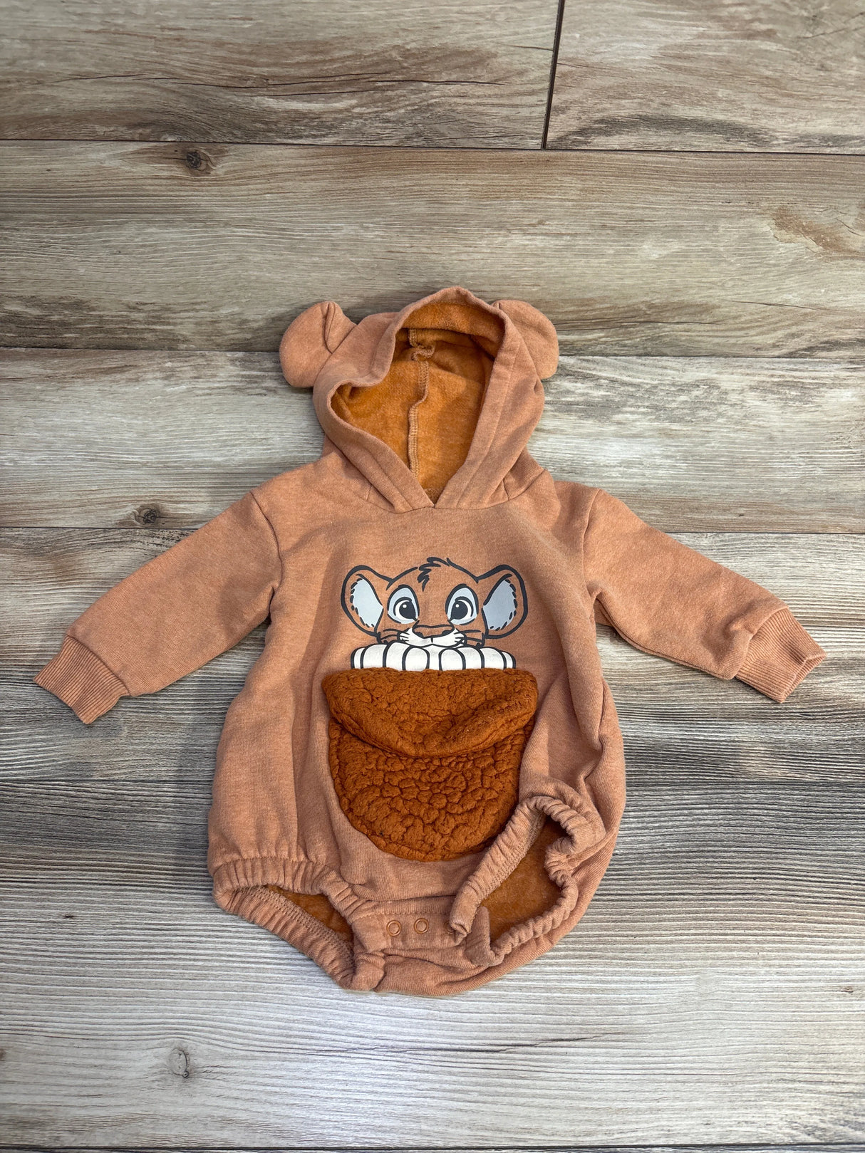 Disney Baby Simba Hooded Sweater Romper Rust sz 6-9m