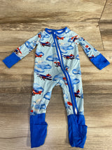 Bamboo Airplane Print Sleeper Blue sz 0-3m