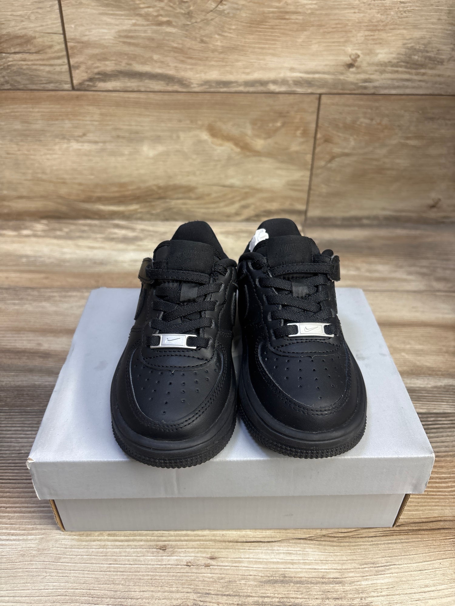 NEW Nike Force 1 Low EasyOn PS 'Triple Black' Sneakers sz 8c
