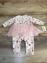 NEW Cat & Jack Heart Print Tulle Coverall White sz 0-3m