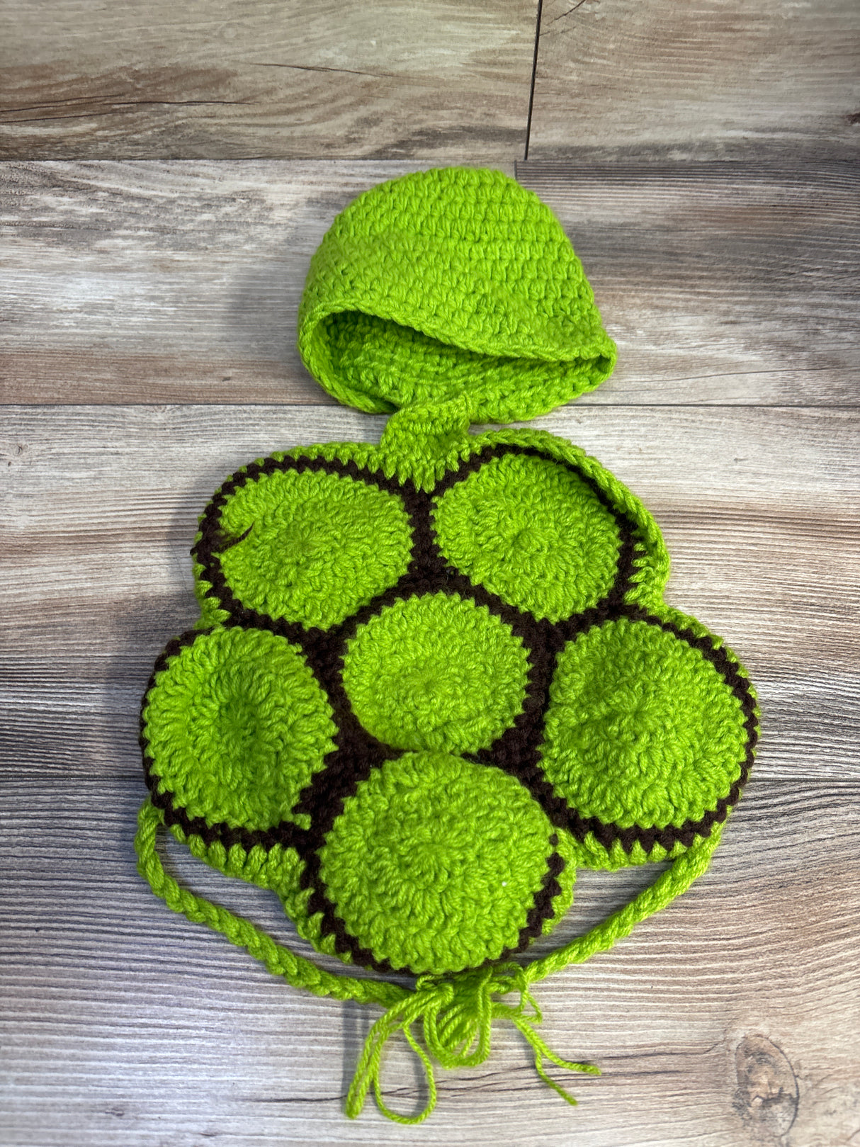 Photo Prop Green Turtle Knit Crochet Outfit sz 0-12m