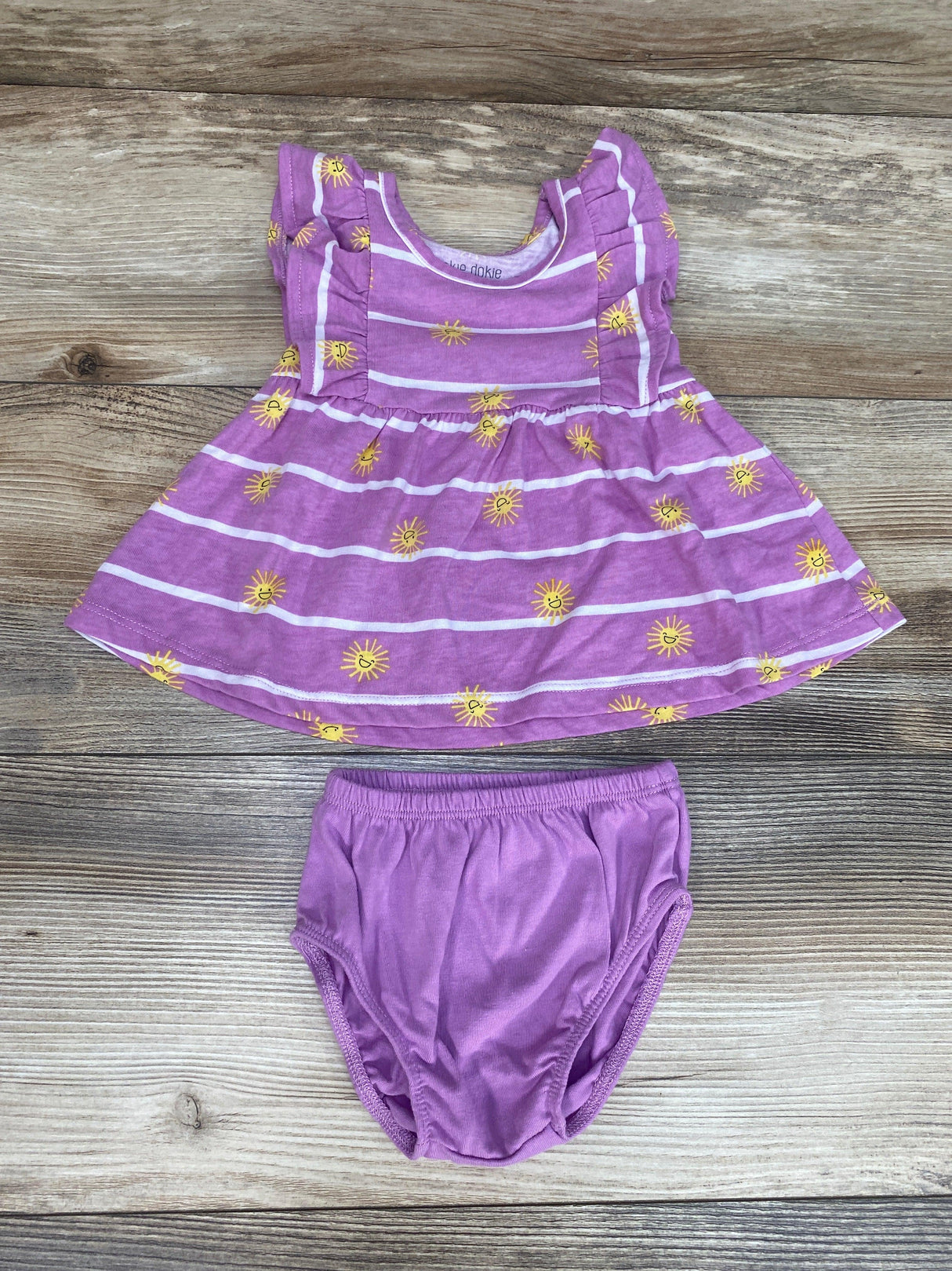 Okie Dokie Purple 2pc Striped Dress & Bloomers sz Newborn - Me 'n Mommy To Be