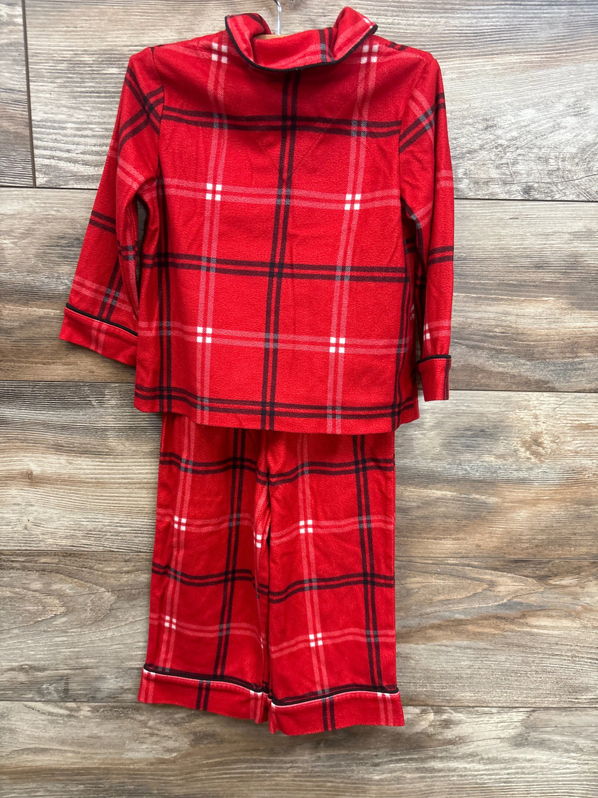 Wondershop 2pc Plaid Coat Style Pajama Set Red sz 18m