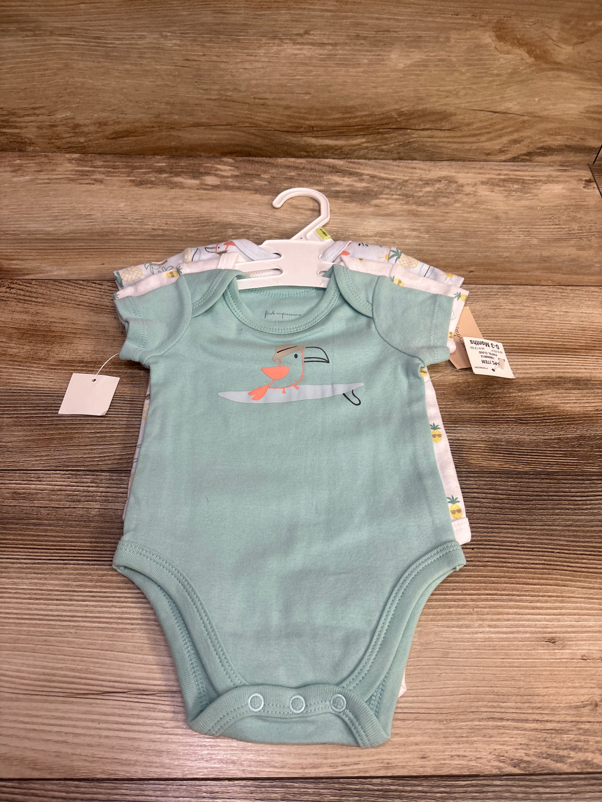 NEW First Impressions 3pk Bodysuits Blue sz 0-3m