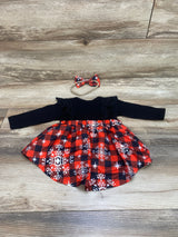 2pc Lace Ruffle Bodysuit Dress & Headband Black sz 3-6m