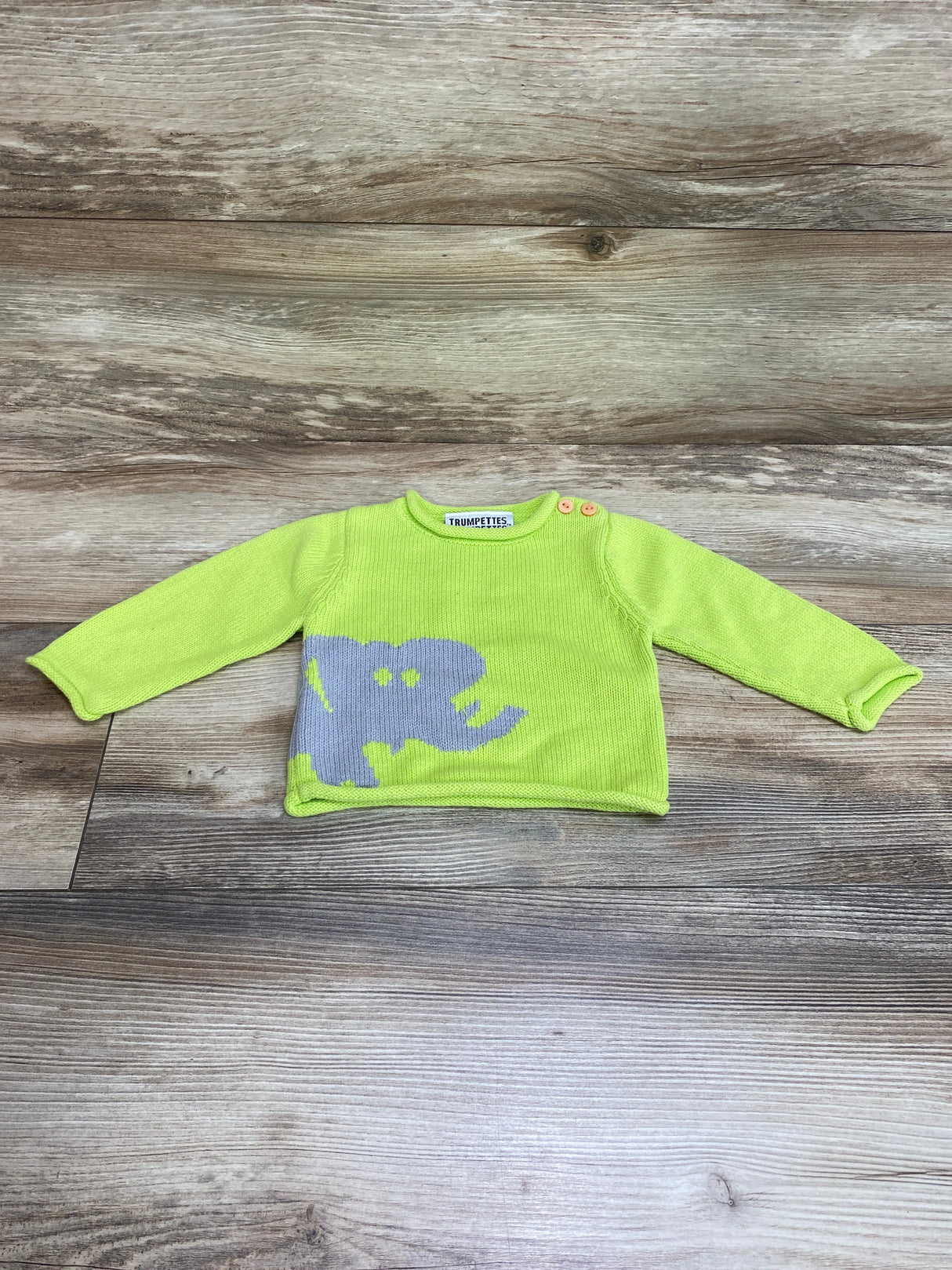 Trumpette Krumpettes Lime Knit Elephant Sweater sz 0-6m