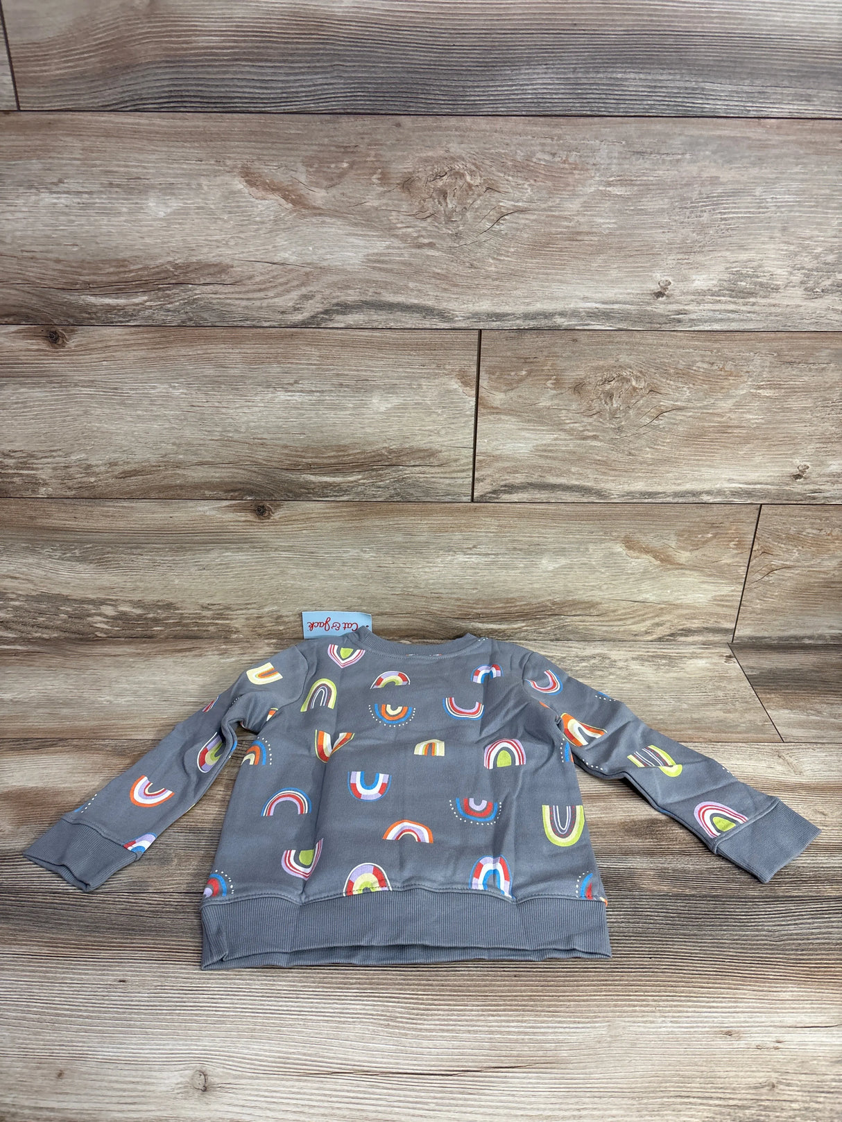 NEW Cat & Jack Rainbow Sweatshirt Grey sz 4T