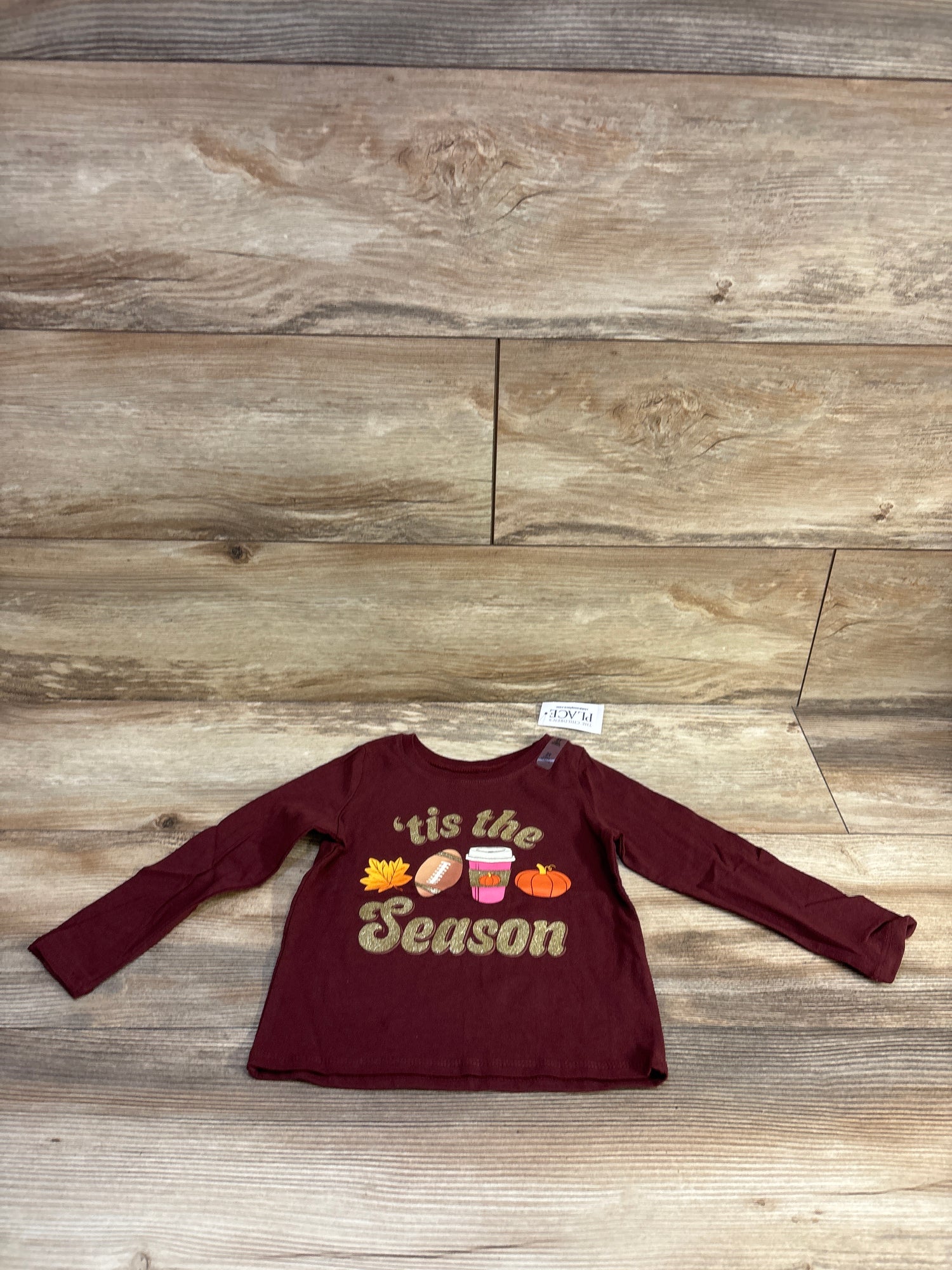 NEW Children's Place 'Tis The Season Shirt Maroon sz 2T