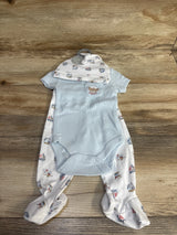 NEW Le Top Bebe 3pc Ribbed Bodysuit Set Light Blue sz 3-6m