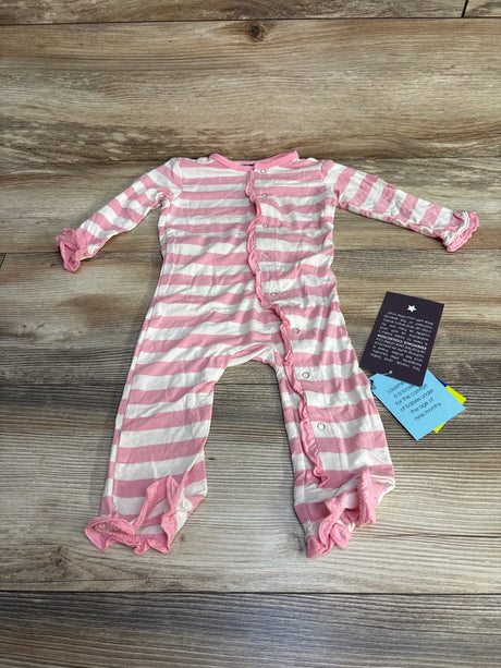 NEW KicKee Pants Classic Ruffle Coverall in Lotus Stripe sz 6-9m - Me n Mommy To Be