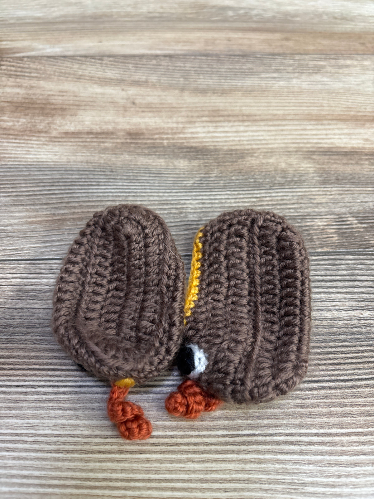 Handmade Crochet Turkey Booties Brown sz 1/2c