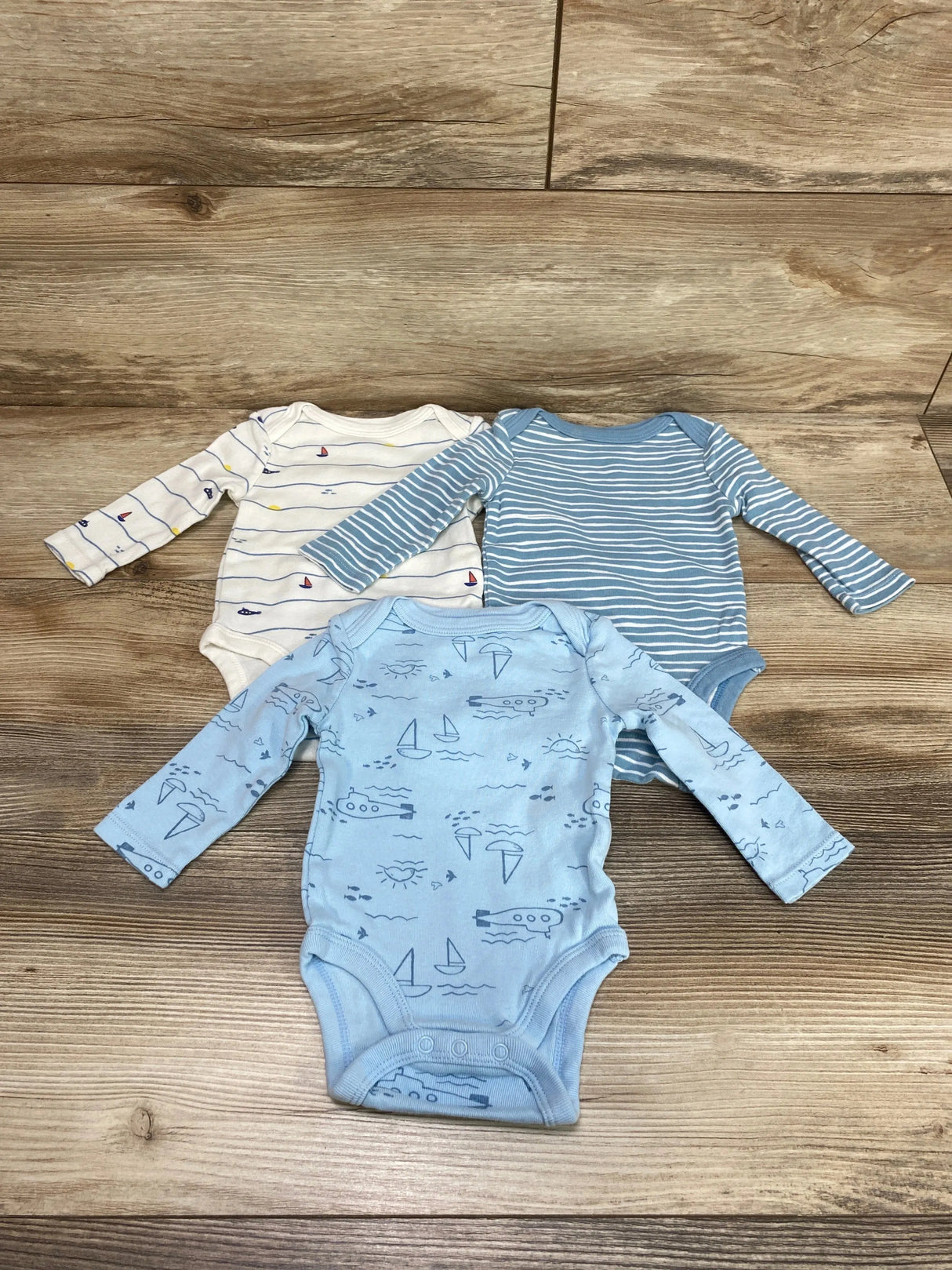 Cloud Island 3pk Bodysuits Blue sz 0-3m