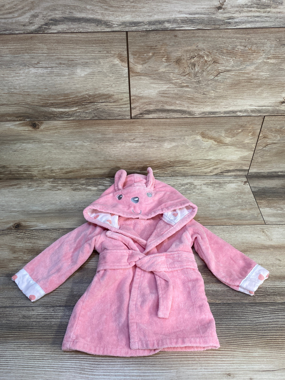Baby Essentials Terry Cloth Heart Print Robe Pink sz 0-9m