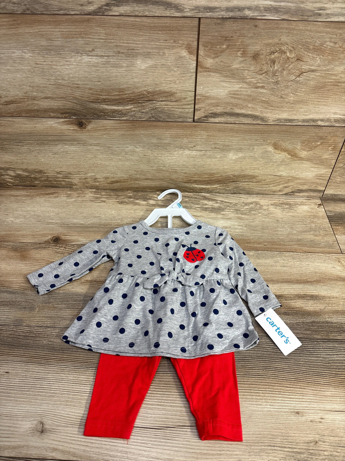 NEW Carter's 2pc Ladybug Shirt & Leggings Set Grey sz 6m