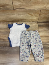 Tahari Baby 2pc Ribbed Bodysuit & Pants Set White sz 0/3m