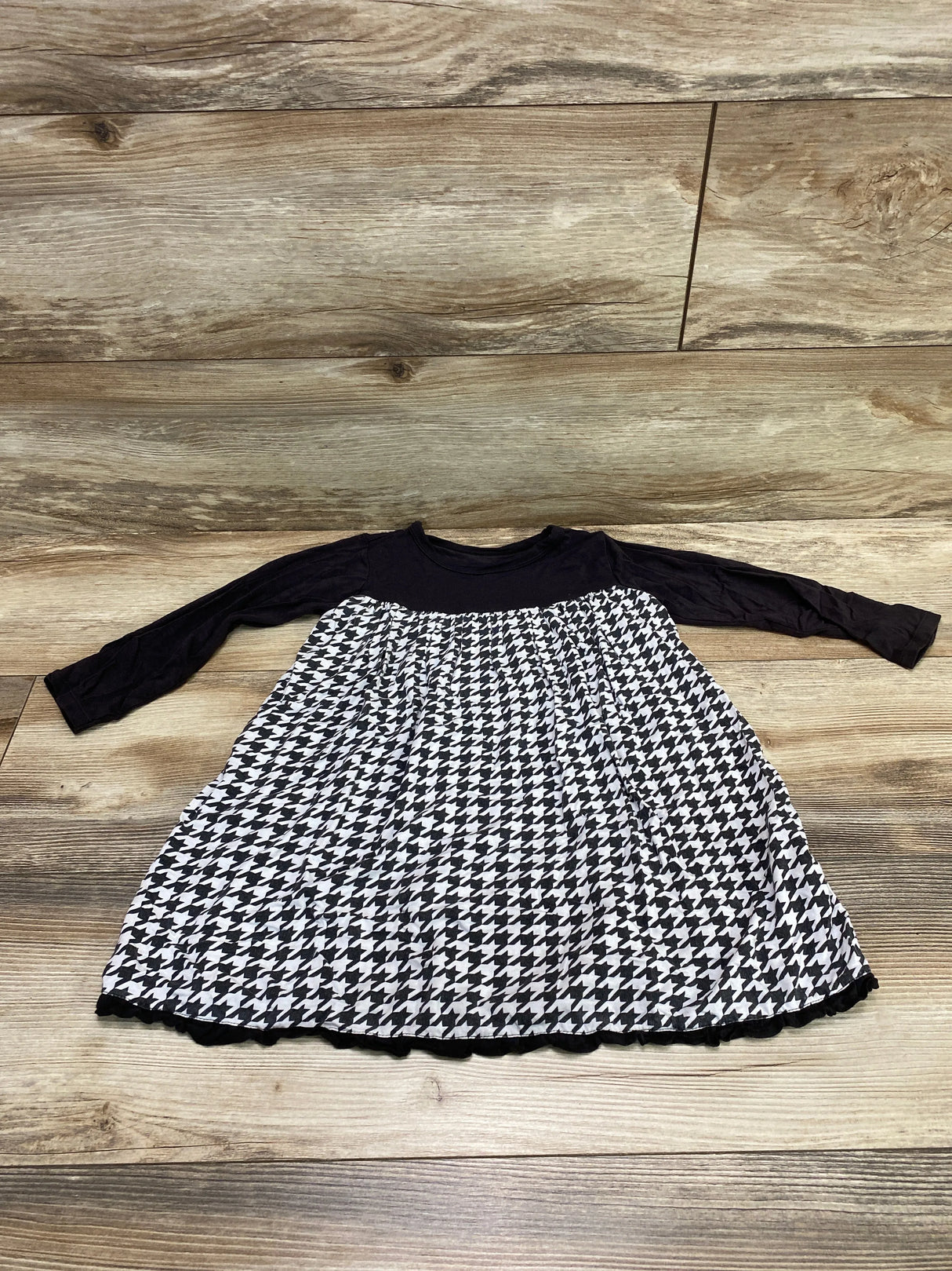 Kickee Pants Houndstooth Dress Black sz 2T