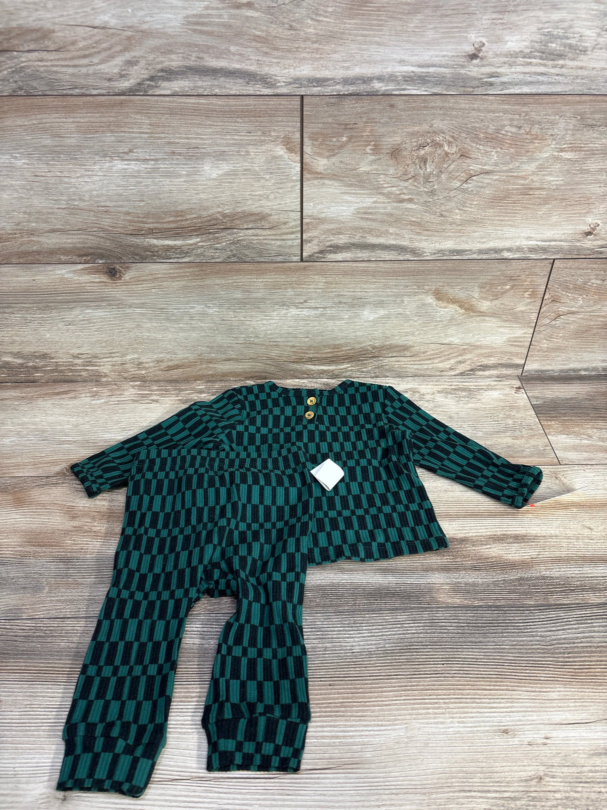 NEW Cat & Jack 2pc Ribbed Shirt & Pants Set Green sz 6-9m