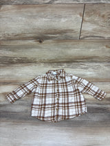 Old Navy Plaid Flannel Button-Up Shirt Beige sz 6-12m